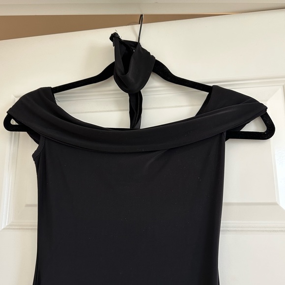 Club London black off shoulder midi dress with checker in size small/2. - Picture 3 of 3